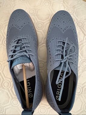 Cole Haan Light Blue Knit Oxfords